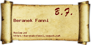 Beranek Fanni névjegykártya